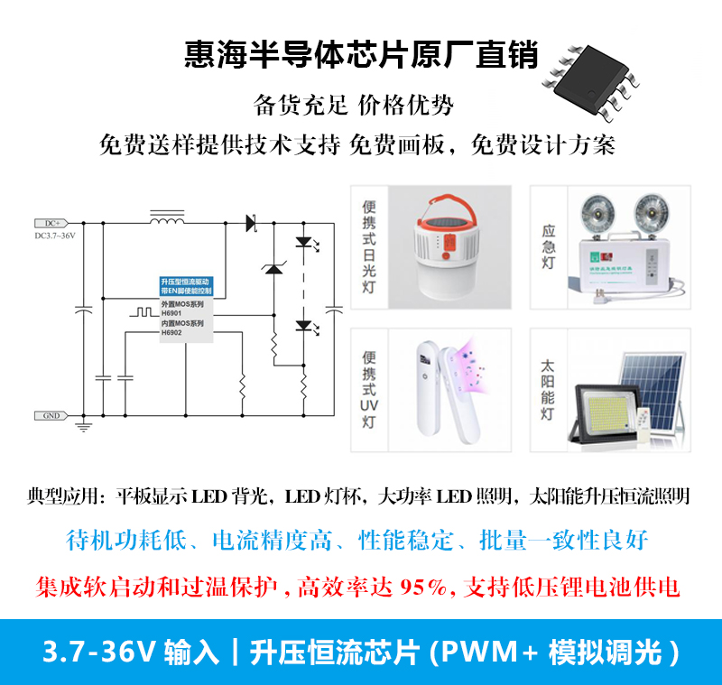 50V/200mA升压恒流LED屏幕背光芯片
