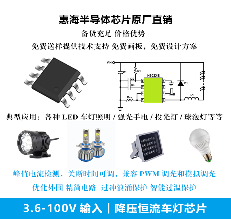 DC/DC 汽车大灯解决方案 开关降压型 LED 恒流控制器
