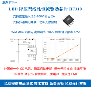 PWM调光功能线性降压LED恒流芯片H7310应急灯专用 过热保护功能 低压差ESOP-8